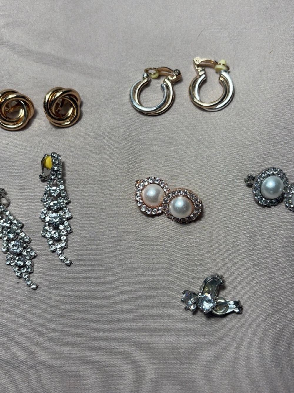 Gold and silver clip on earrings set of six